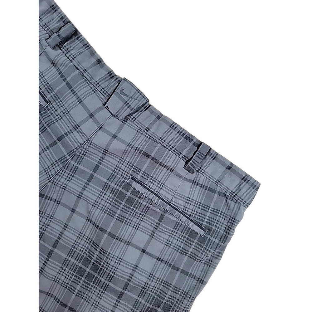Nike Golf Shorts Men 38 Dri-FIT Performance Gray Black Plaid‎ ATHLETIC EUC